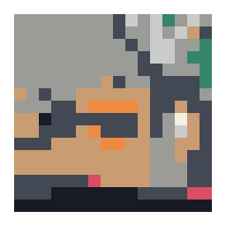 pixel-grid preview of a clear perfume bottle with amber liquid on a dressing table with a simplified color palette.